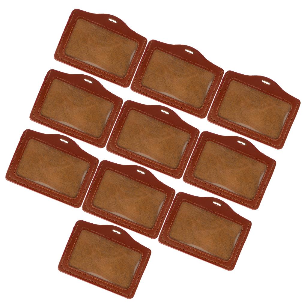 10 Pieces Credit Card Bus Pass ID Badge Holder Protector  Brown