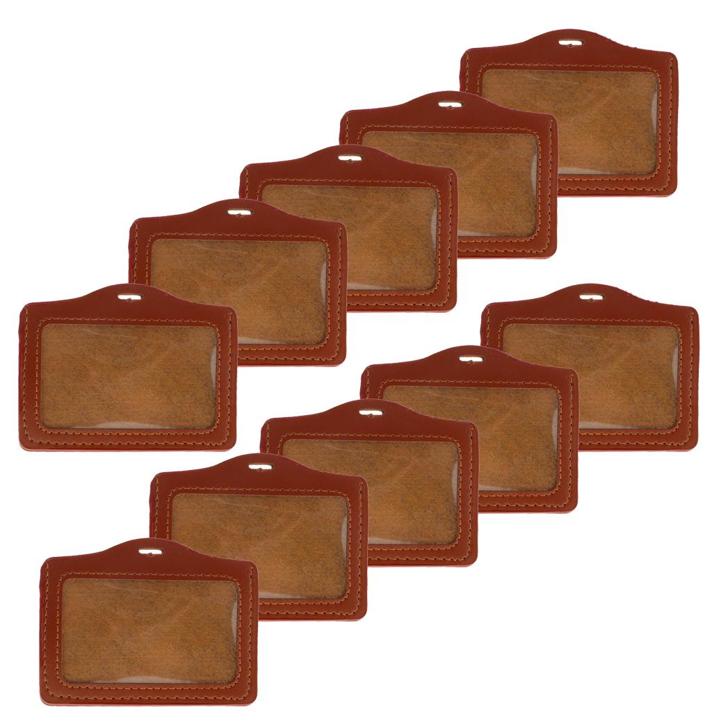 10 Pieces Credit Card Bus Pass ID Badge Holder Protector  Brown