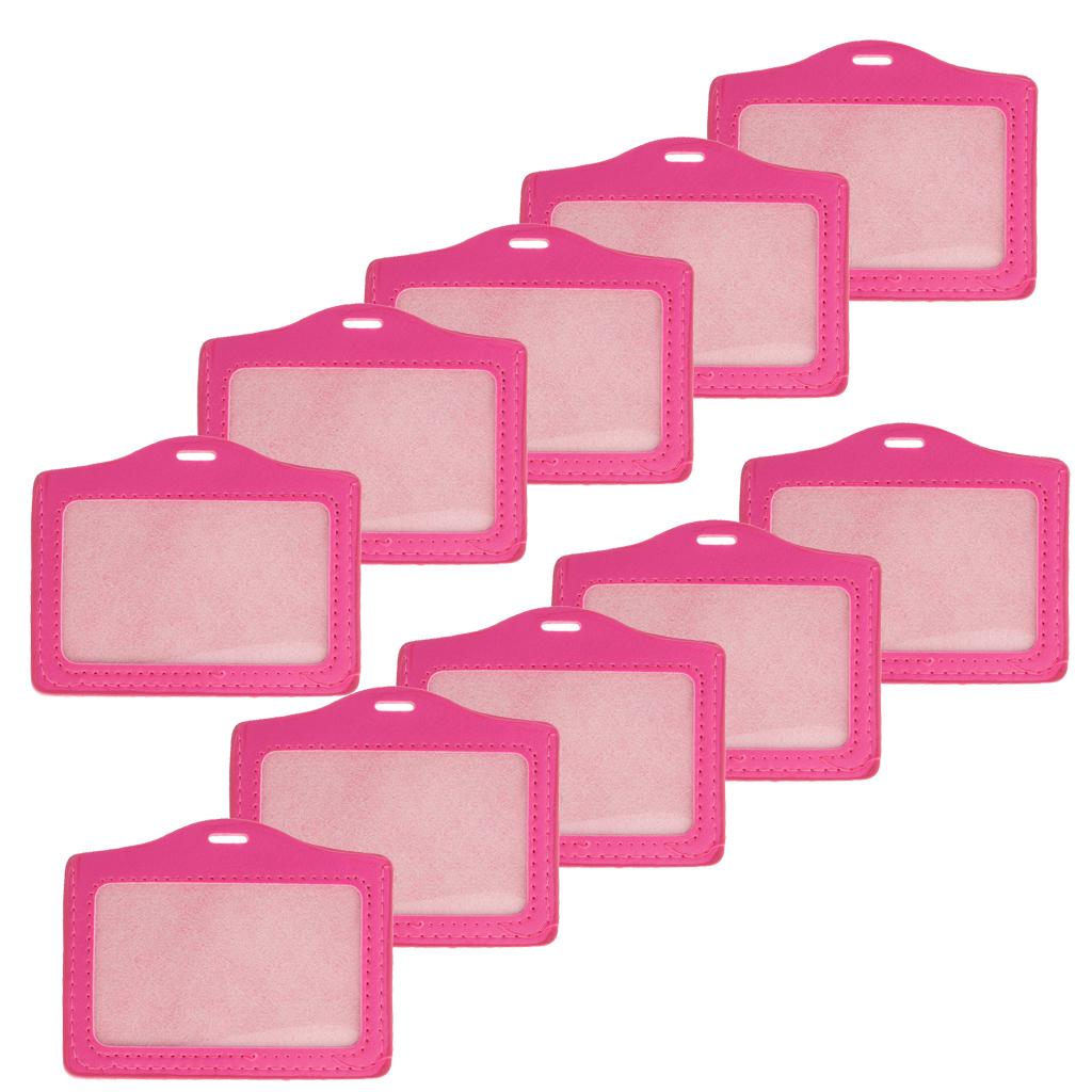 10 Pieces Credit Card Bus Pass ID Badge Holder Protector  Pink