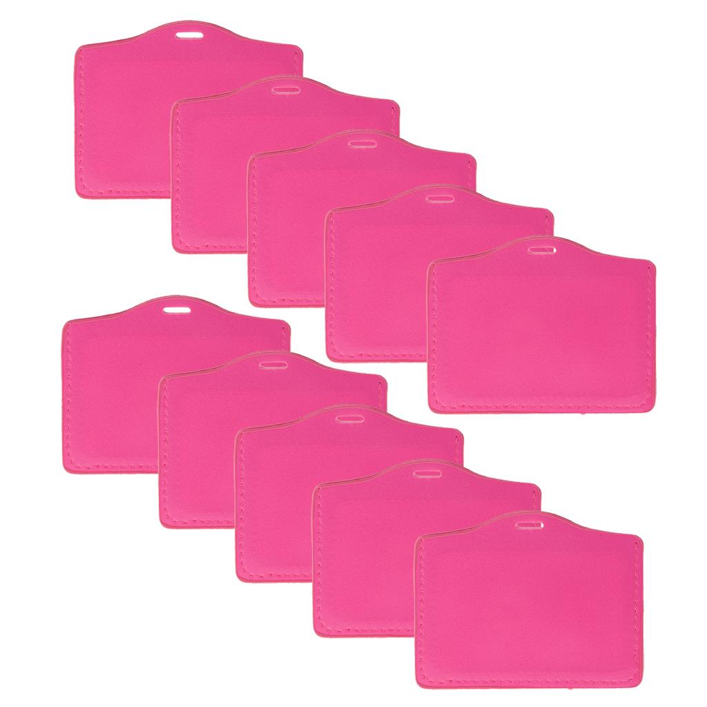 10 Pieces Credit Card Bus Pass ID Badge Holder Protector  Pink