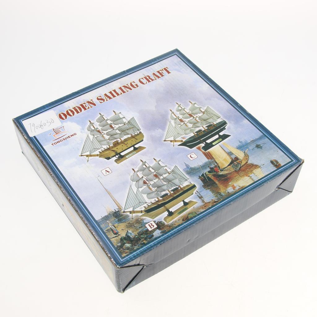 Mediterranean Style Handmade Wooden Sailboat Model Decor Boat Gifts 23cm