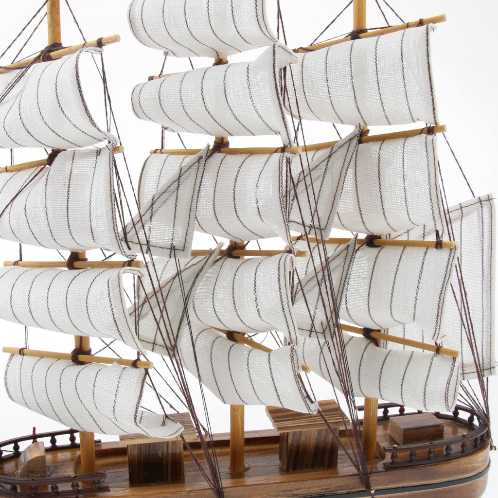 Mediterranean Style Handmade Wooden Sailboat Model Decor Boat Gifts 35cm