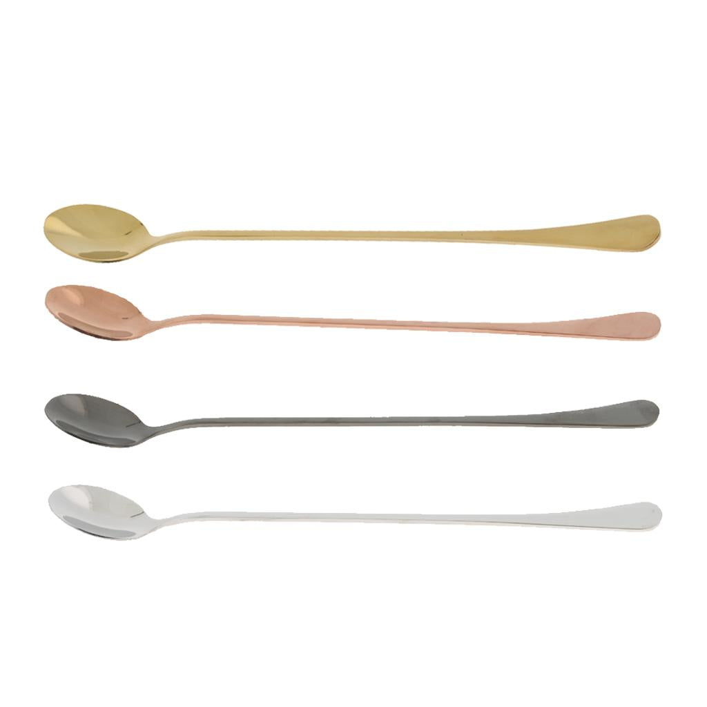 Stainless Steel Long Handle Spoon Set Mixing Spoon Coffee Tea Spoon  Gold