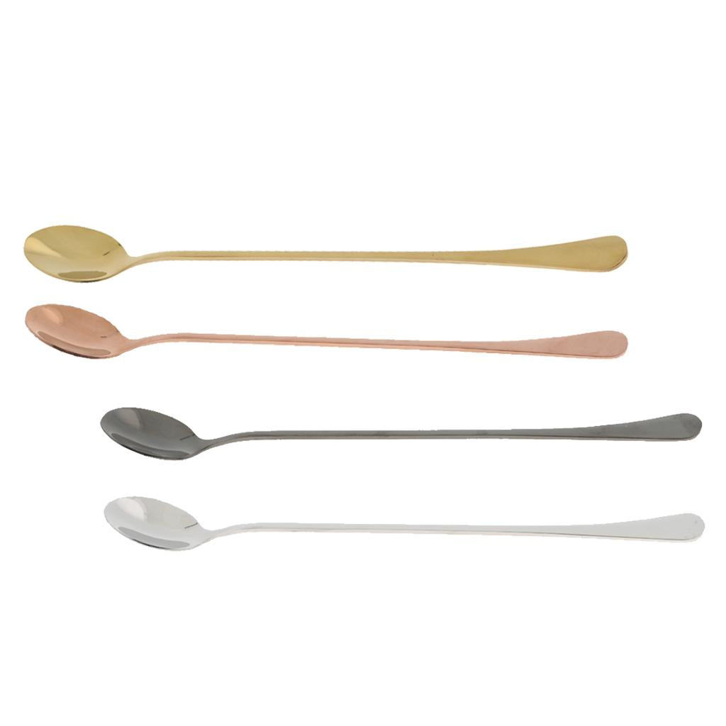 Stainless Steel Long Handle Spoon Set Mixing Spoon Coffee Tea Spoon  Gold