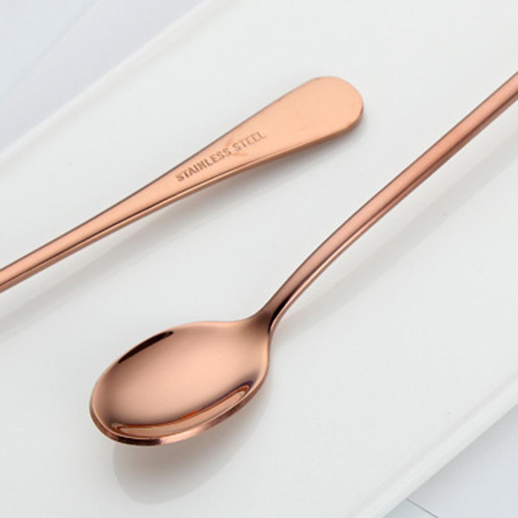 Stainless Steel Long Handle Spoon Set Mixing Spoon Coffee Tea Spoon  Gold