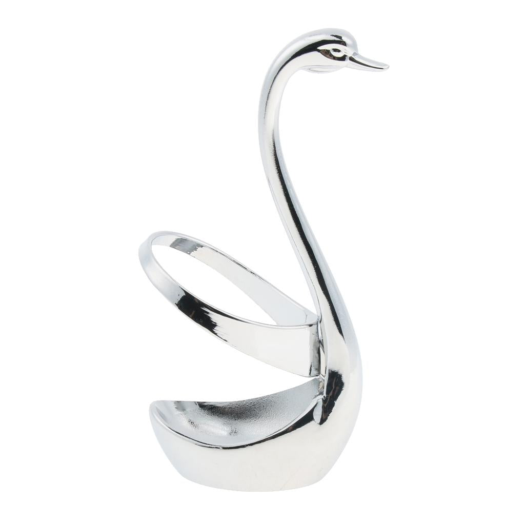 Creative Stainless Steel Swan Table Kitchen Fruit Food Fork with Base Holder