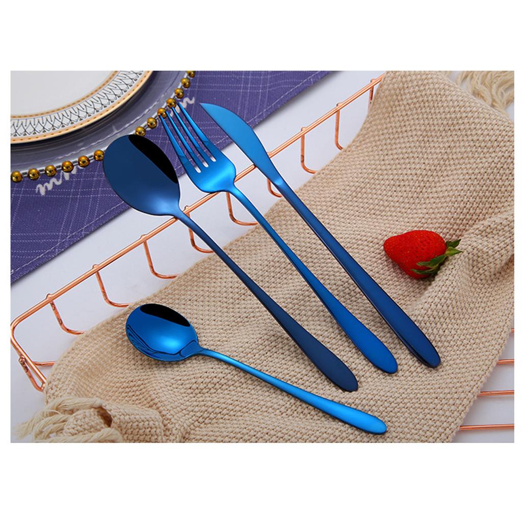 Compact Kitchen Tableware Utensils Spoons Fork Table-Knife Golden