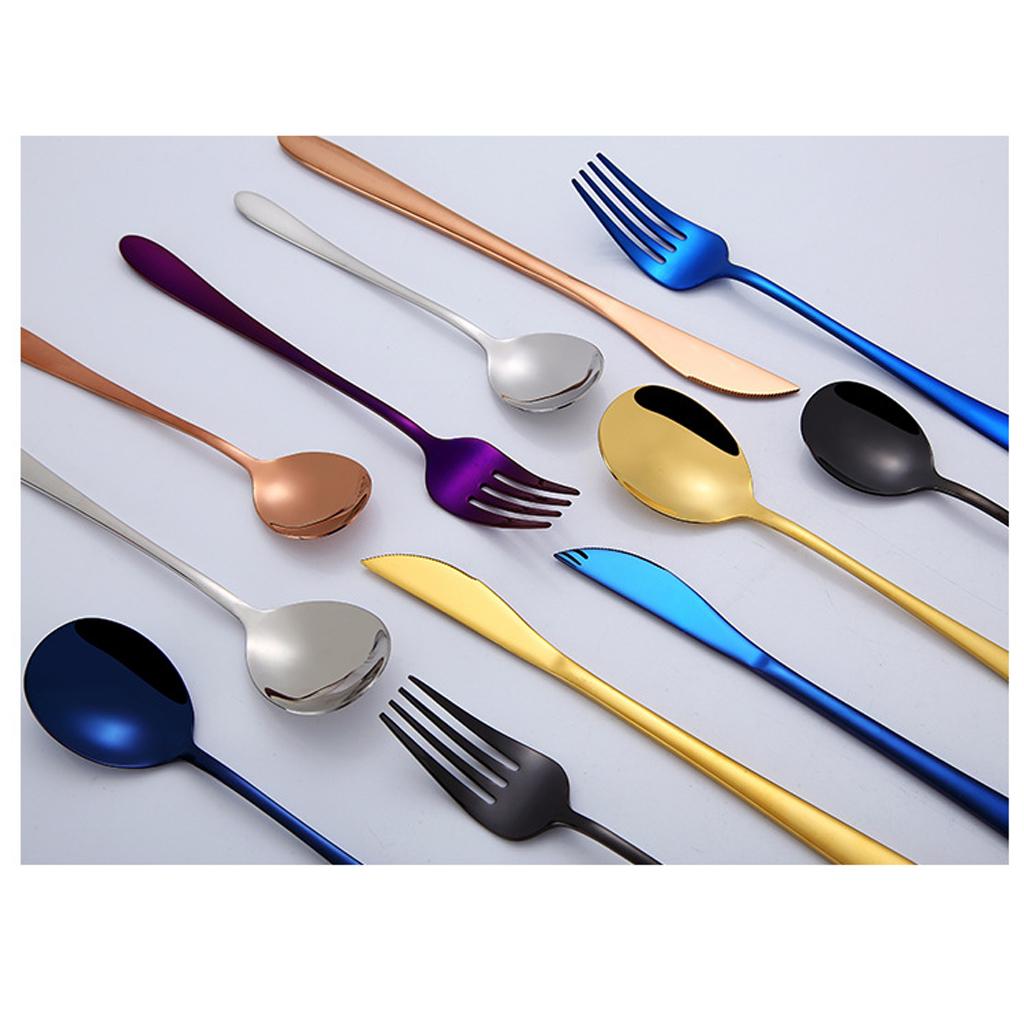 Compact Kitchen Tableware Utensils Spoons Fork Table-Knife Golden