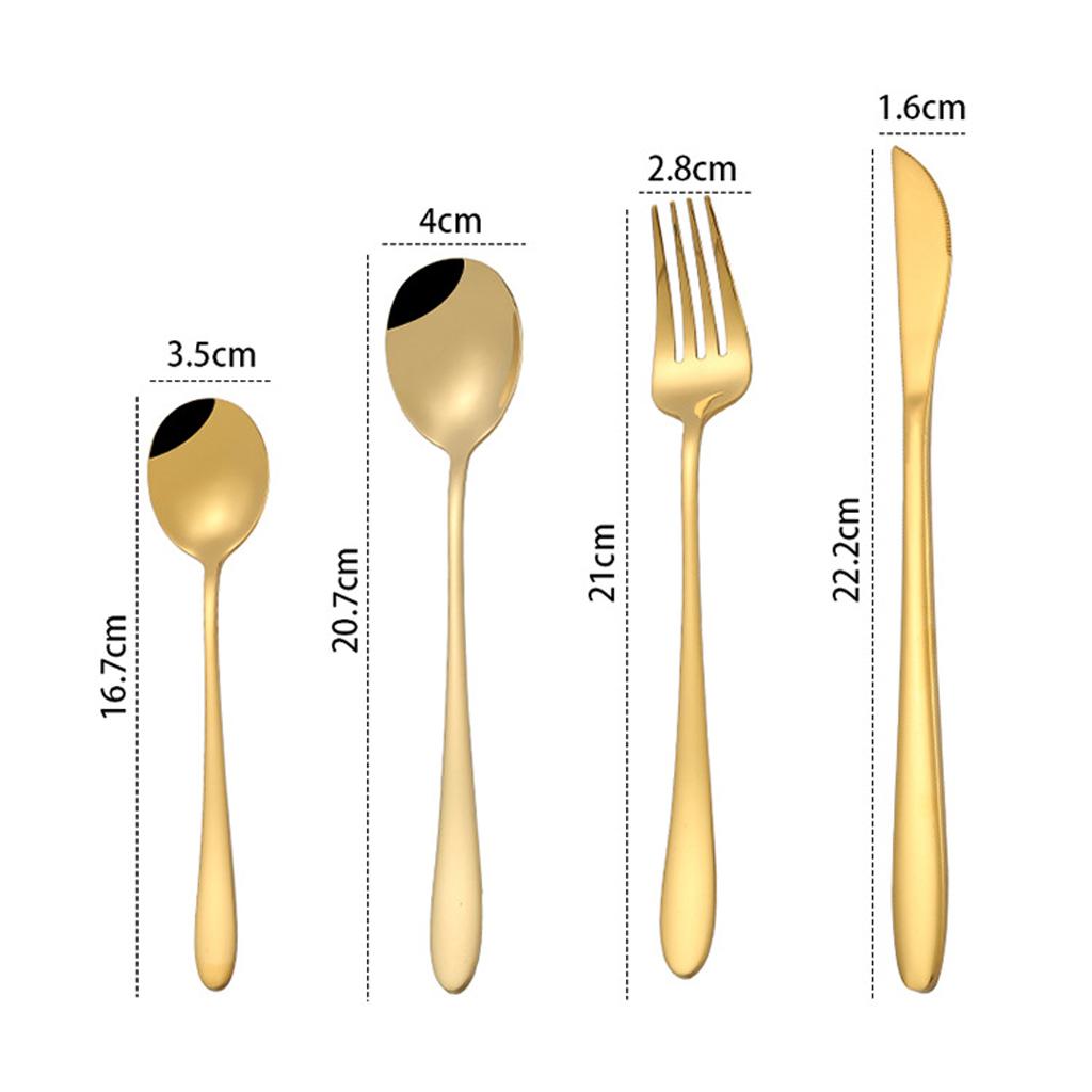 Compact Kitchen Tableware Utensils Spoons Fork Table-Knife Golden