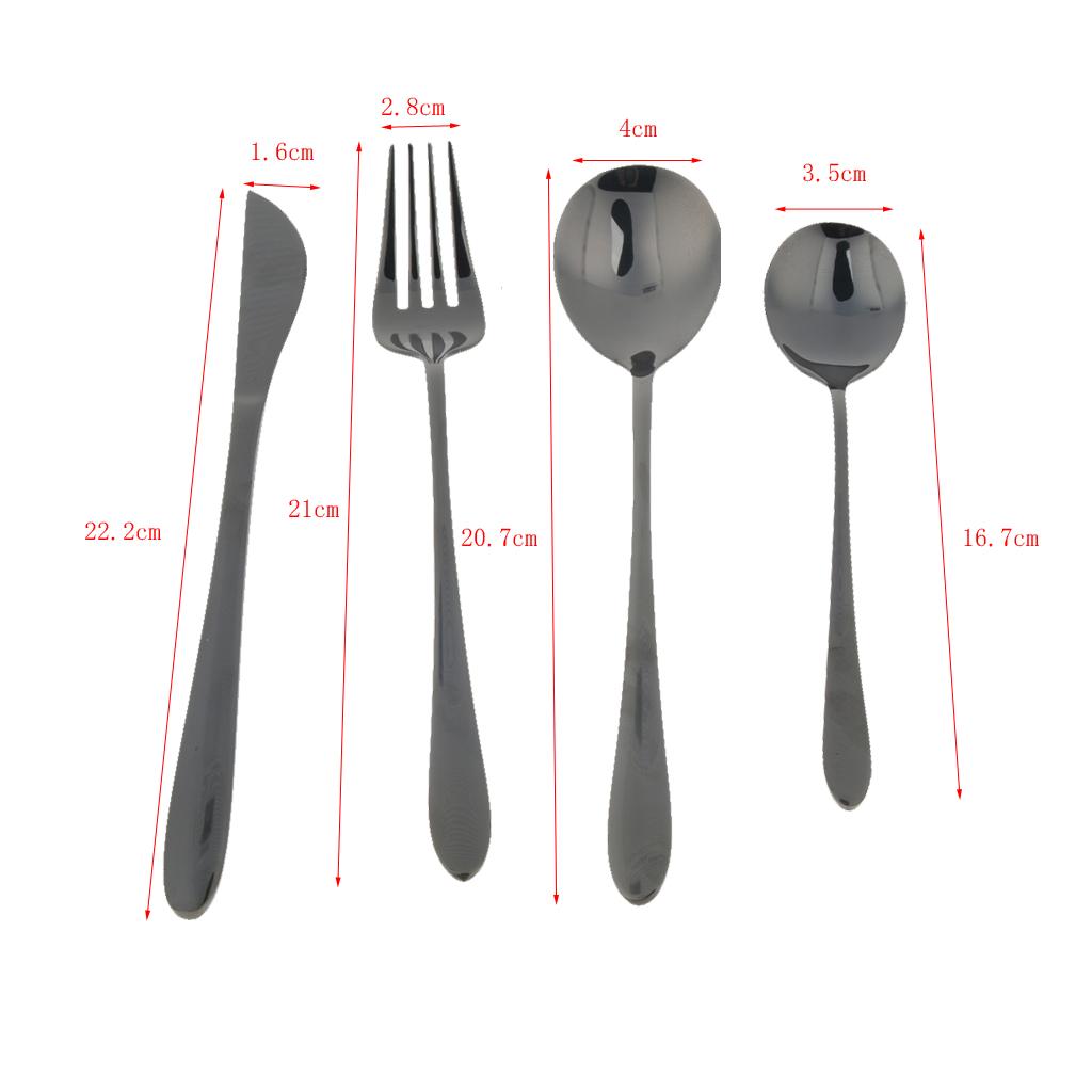 Compact Kitchen Tableware Utensils Spoons Fork Table-Knife Black