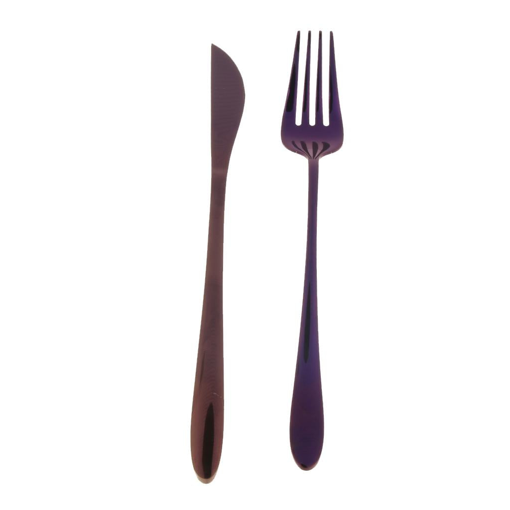 Compact Kitchen Tableware Utensils Spoons Fork Table-Knife Purple