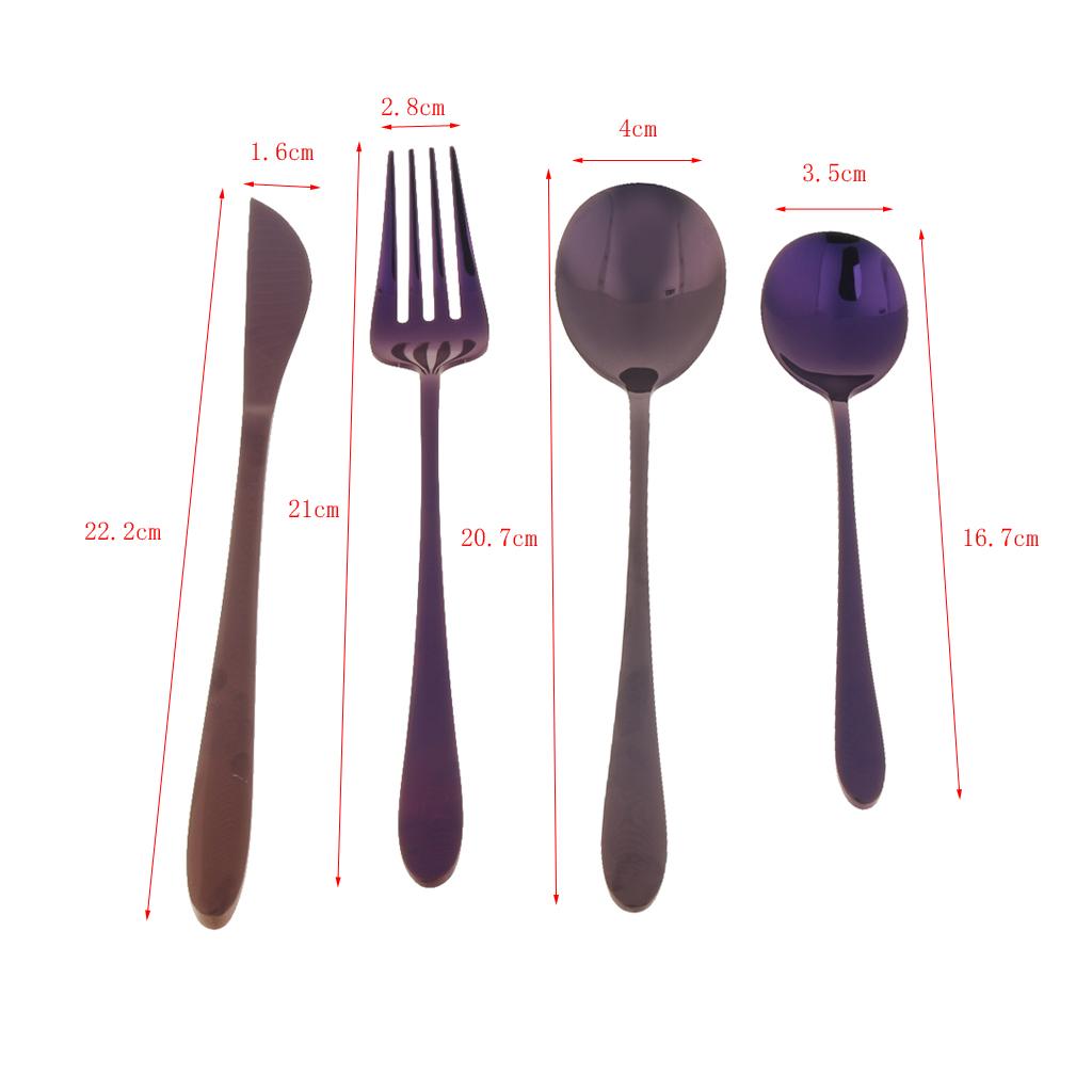 Compact Kitchen Tableware Utensils Spoons Fork Table-Knife Purple