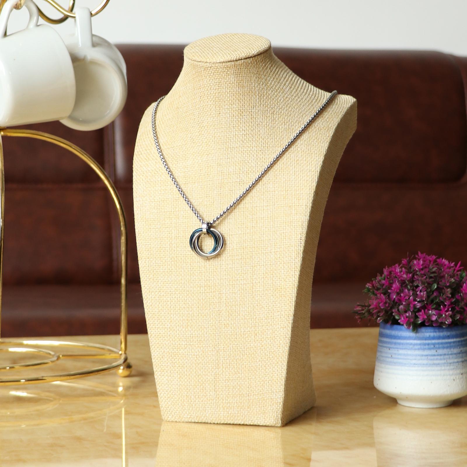 Necklace Pendant Display Bust Mannequin Stand Holder Rack, Linen 175*290mm