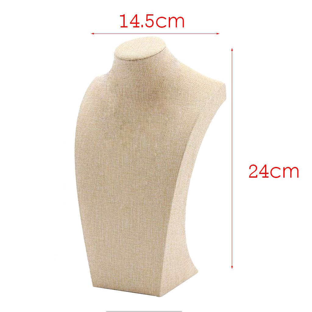 Necklace Pendant Display Bust Mannequin Stand Holder Rack, Linen 145*250mm