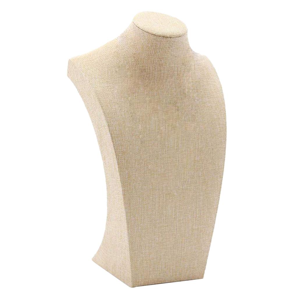 Necklace Pendant Display Bust Mannequin Stand Holder Rack, Linen 145*250mm