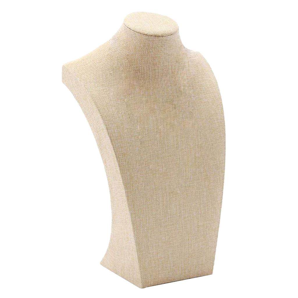 Necklace Pendant Display Bust Mannequin Stand Holder Rack, Linen 145*250mm