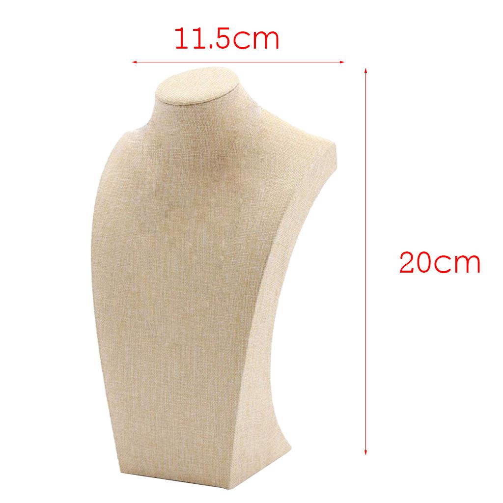 Necklace Pendant Display Bust Mannequin Stand Holder Rack, Linen 115*200mm