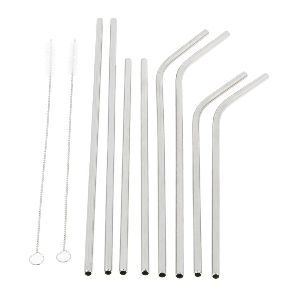 Reusable Straight Curved Metal Stainless Steel Drinking Straws with Brushes