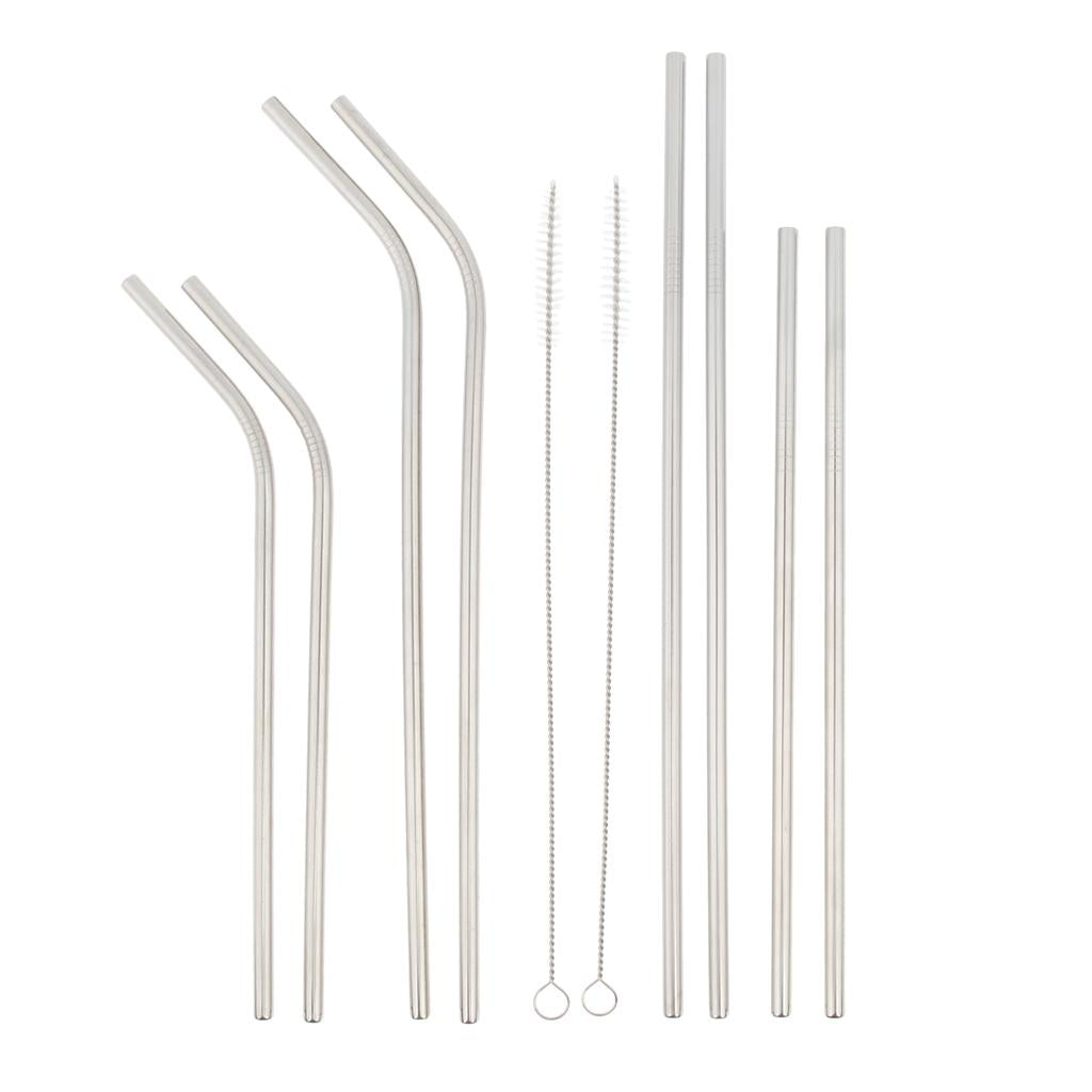 Reusable Straight Curved Metal Stainless Steel Drinking Straws with Brushes