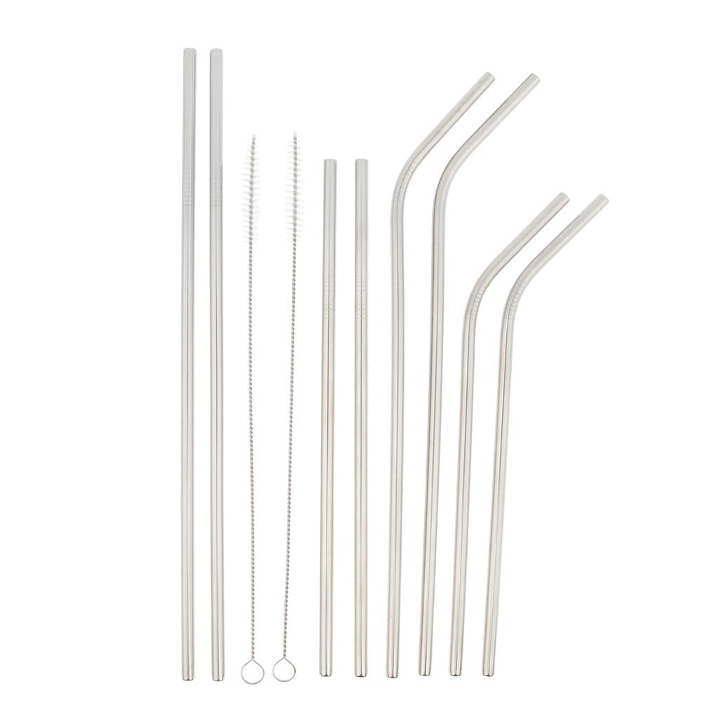 Reusable Straight Curved Metal Stainless Steel Drinking Straws with Brushes