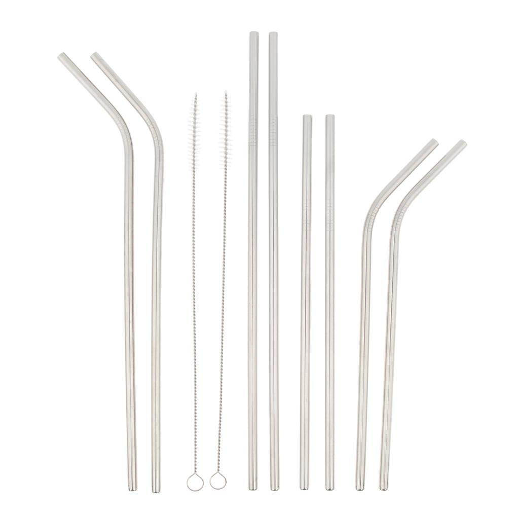 Reusable Straight Curved Metal Stainless Steel Drinking Straws with Brushes