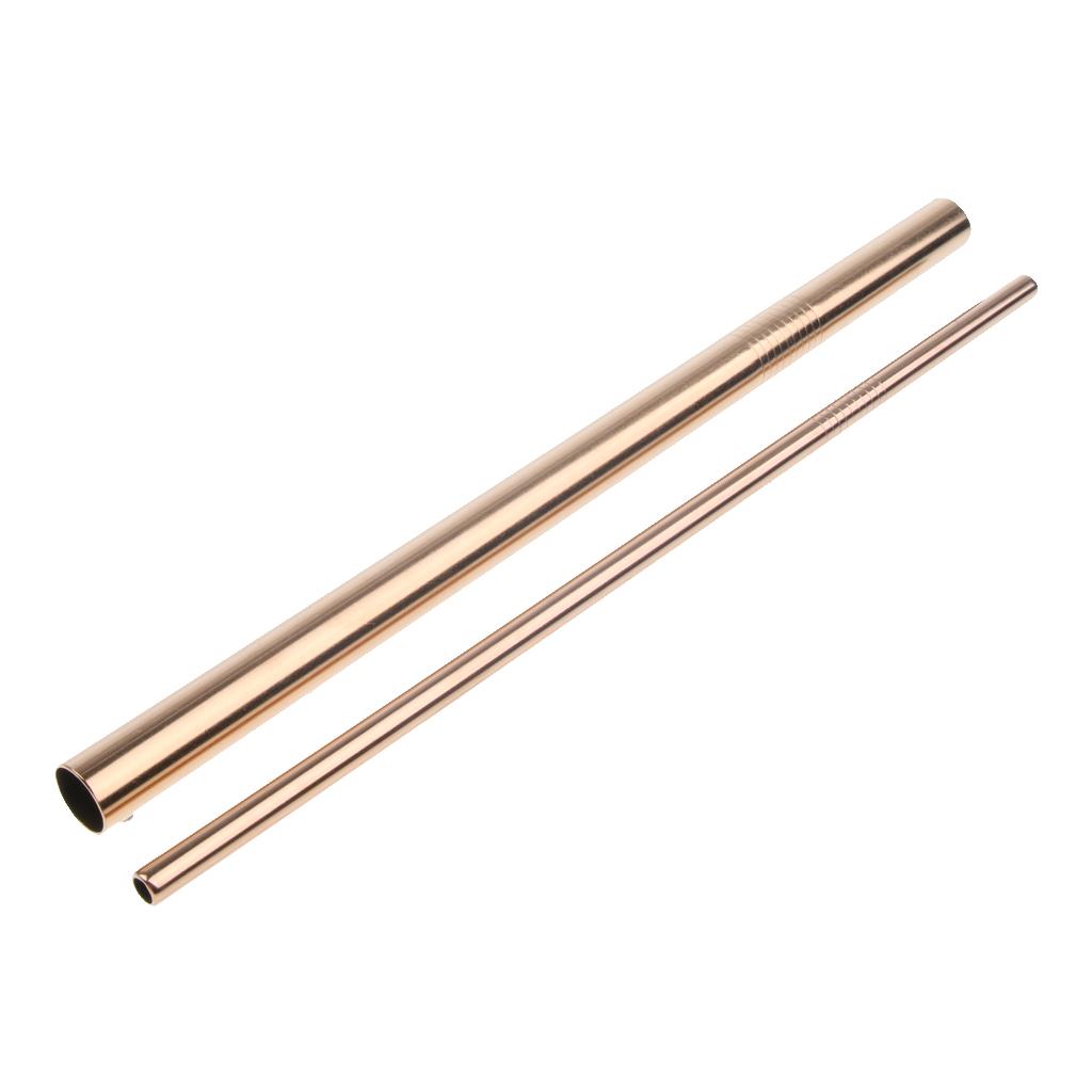 4Pcs Reusable Stainless Steel Smoothie Straws & Cleaning Brush Bronze