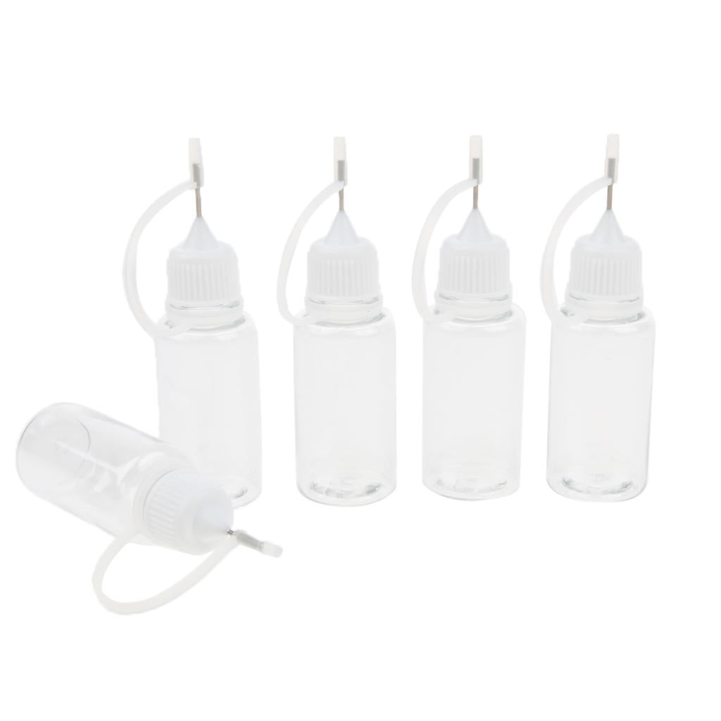 5x 20ml Empty Plastic Squeezable Liquid Dropper Bottles Needle Tip White Cap