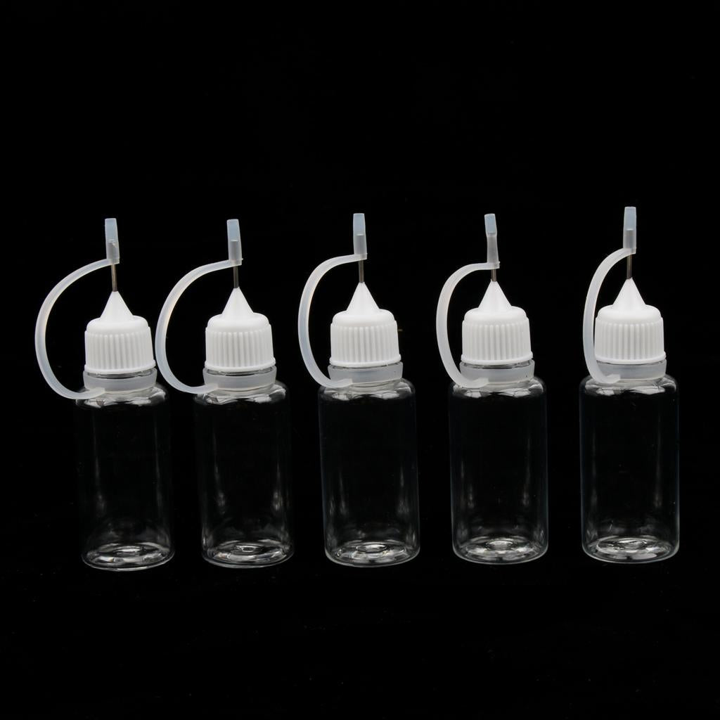 5x 20ml Empty Plastic Squeezable Liquid Dropper Bottles Needle Tip White Cap