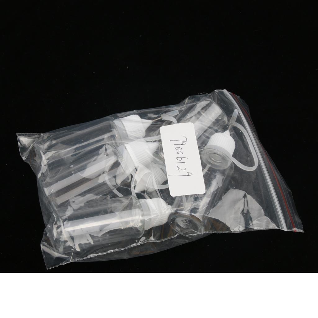 5x 20ml Empty Plastic Squeezable Liquid Dropper Bottles Needle Tip White Cap