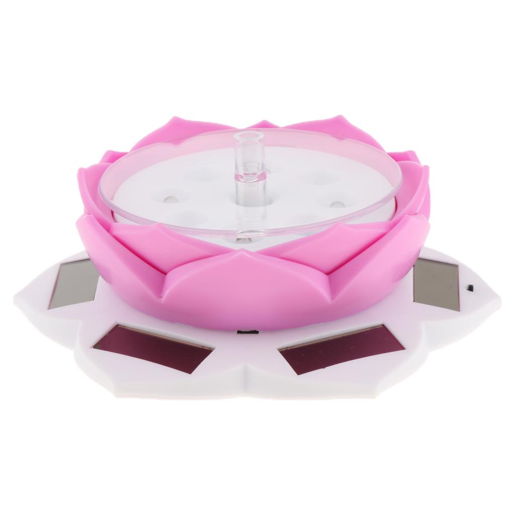 Solar Powered Display Stand 360 Degree Rotating Turntable w/ LED Light Pink