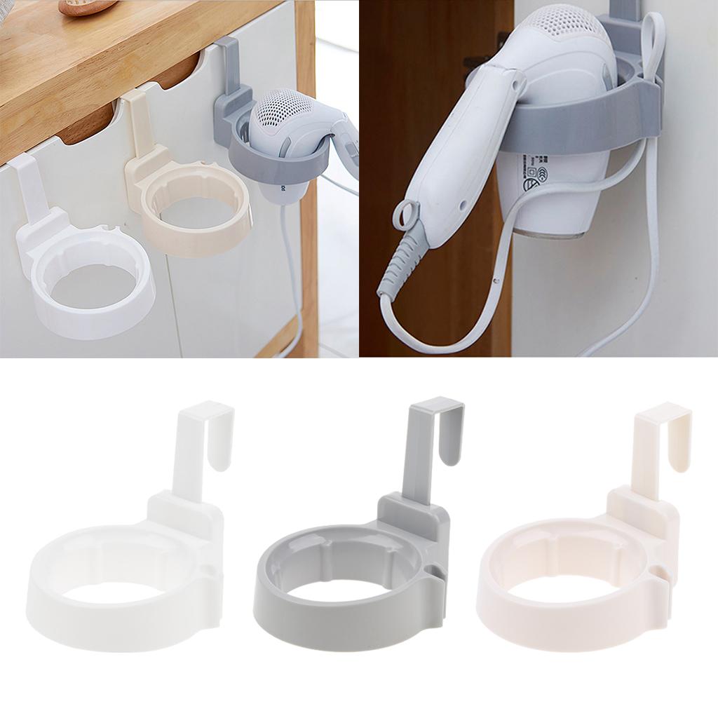 Hair Dryer Storage Rack Holder Bathroom Door Back Hanging Organizer Hanger Gray