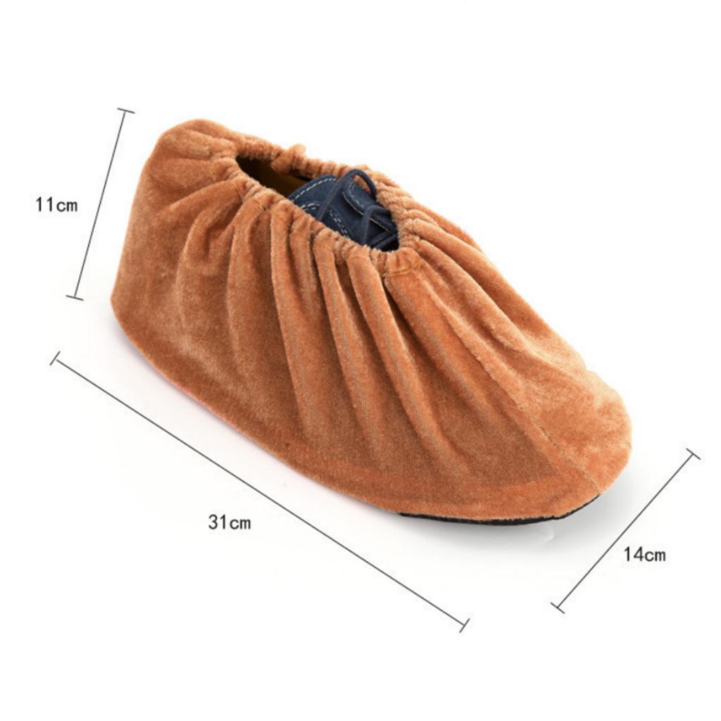 Washable Slip-on Reusable Anti-slip Shoe Covers Overshoes for Household Brown