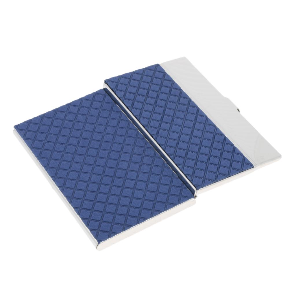 Stainless Steel ID Credit Name Business Card Holder Case Box Blue