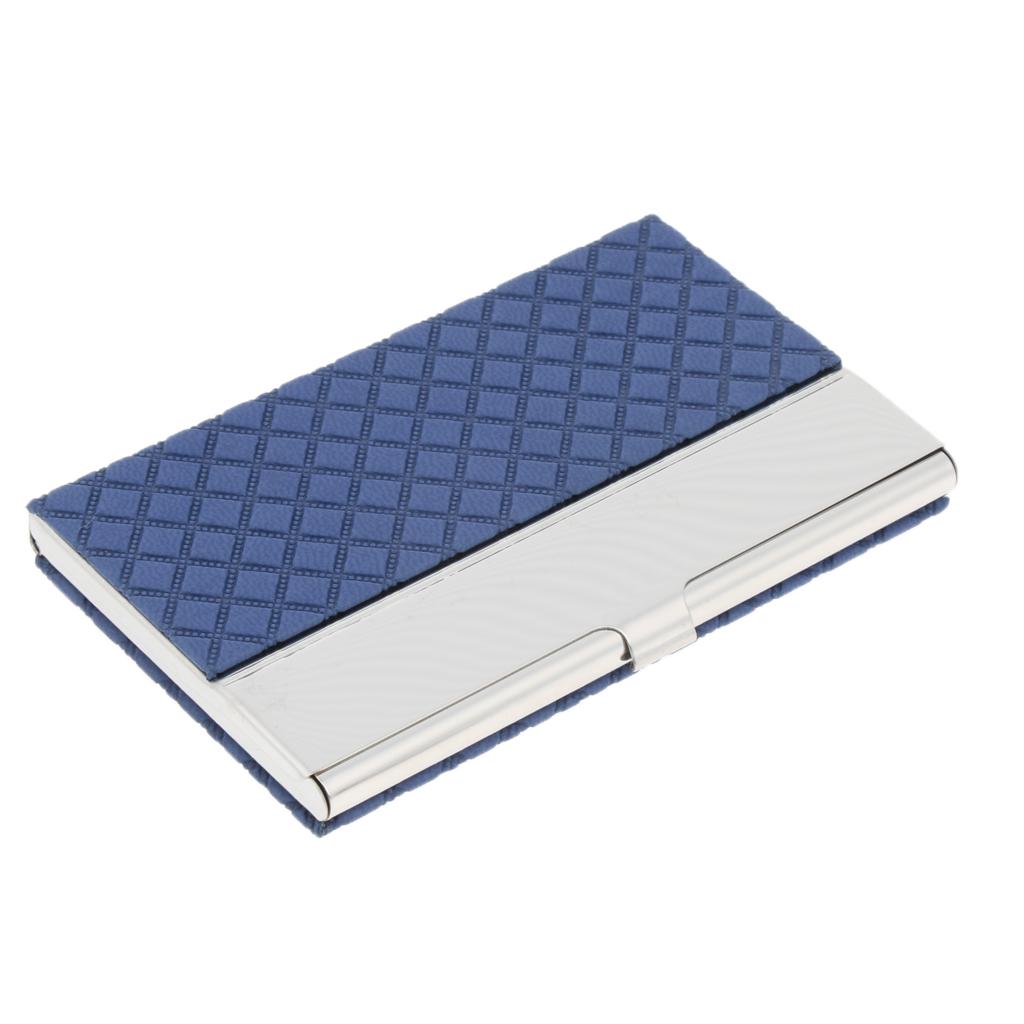 Stainless Steel ID Credit Name Business Card Holder Case Box Blue