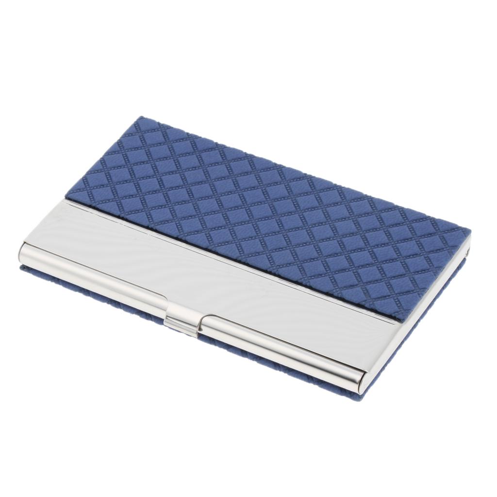 Stainless Steel ID Credit Name Business Card Holder Case Box Blue