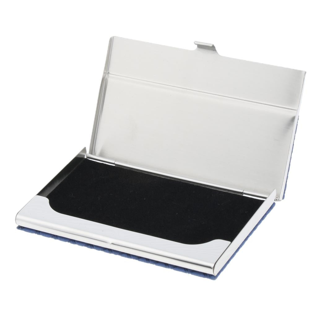 Stainless Steel ID Credit Name Business Card Holder Case Box Blue