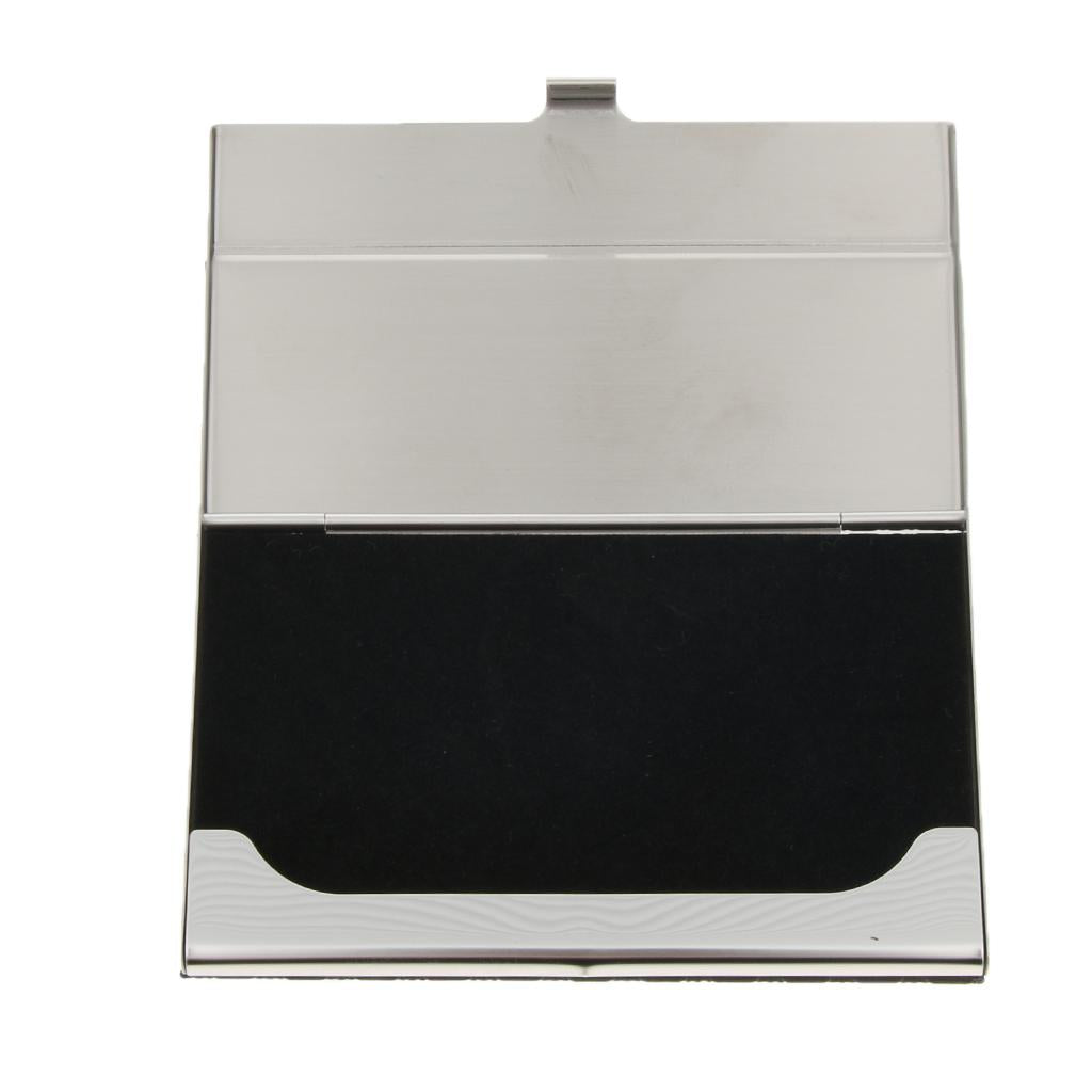 Stainless Steel ID Credit Name Business Card Holder Case Box Black Squares