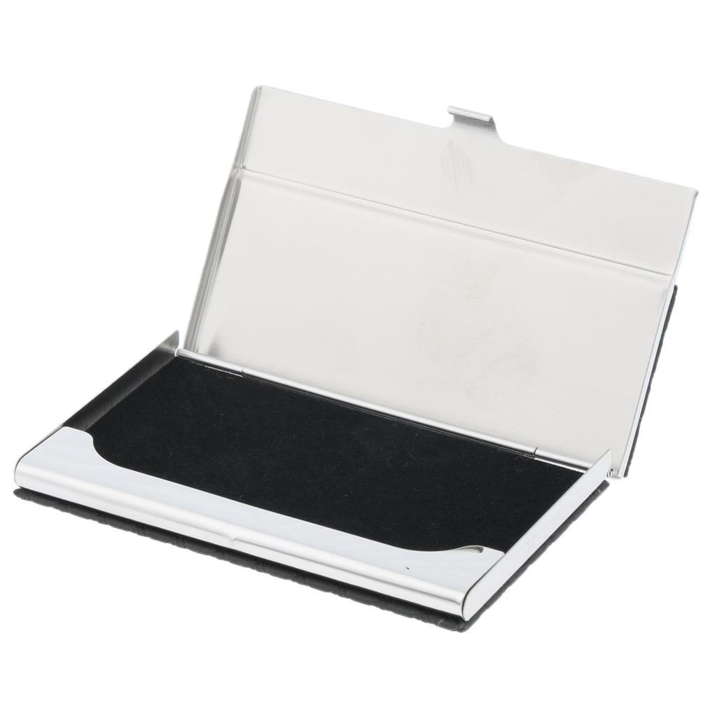 Stainless Steel ID Credit Name Business Card Holder Case Box Black Squares