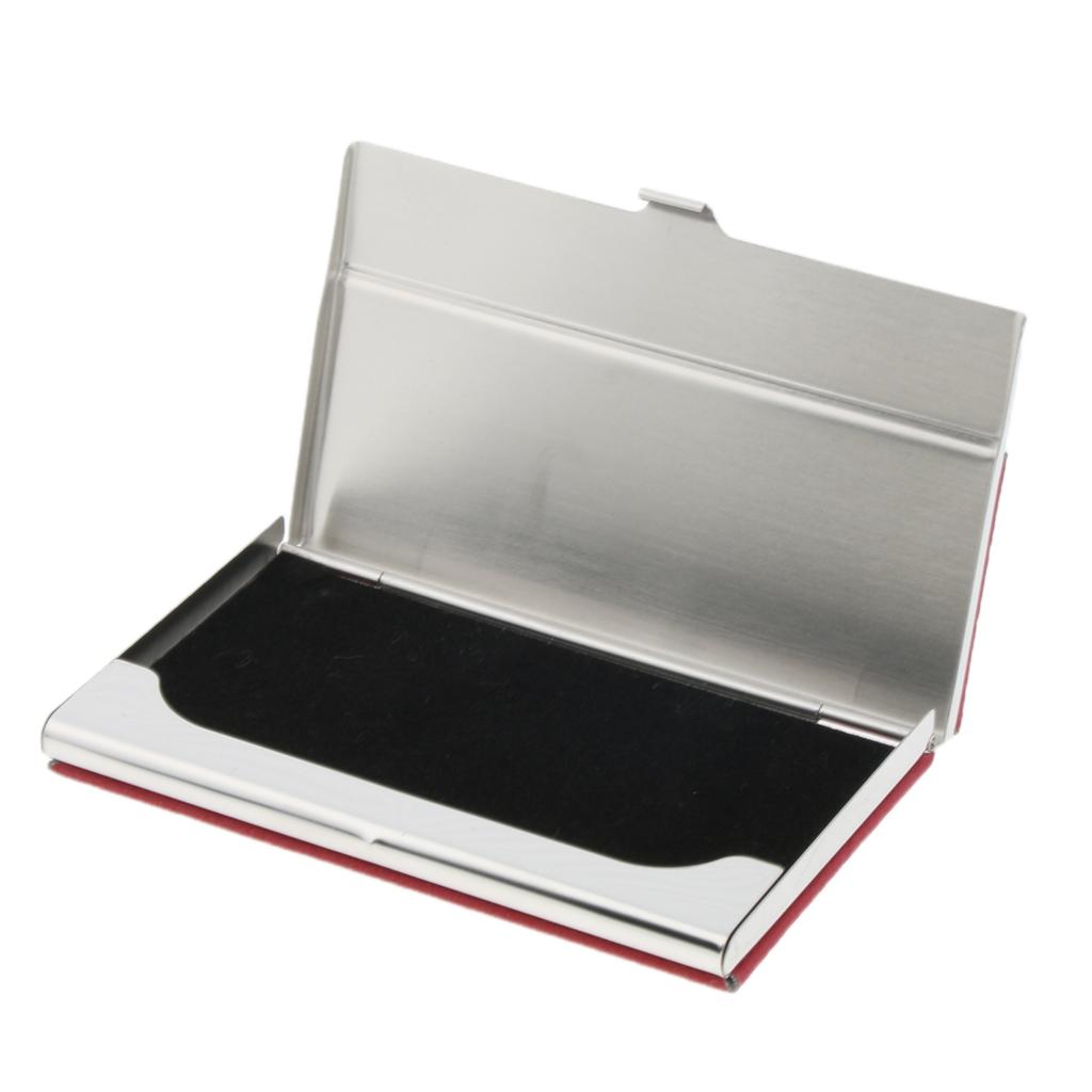 Stainless Steel ID Credit Name Business Card Holder Case Box Red