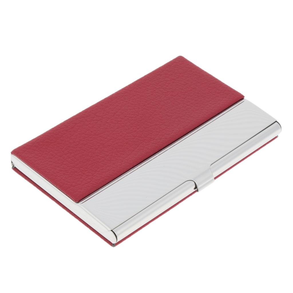 Stainless Steel ID Credit Name Business Card Holder Case Box Red