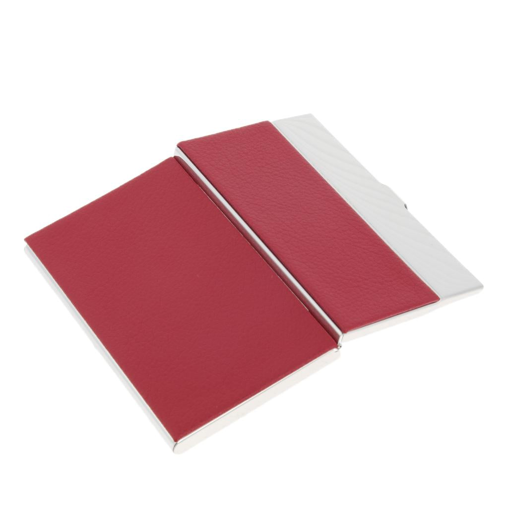 Stainless Steel ID Credit Name Business Card Holder Case Box Red