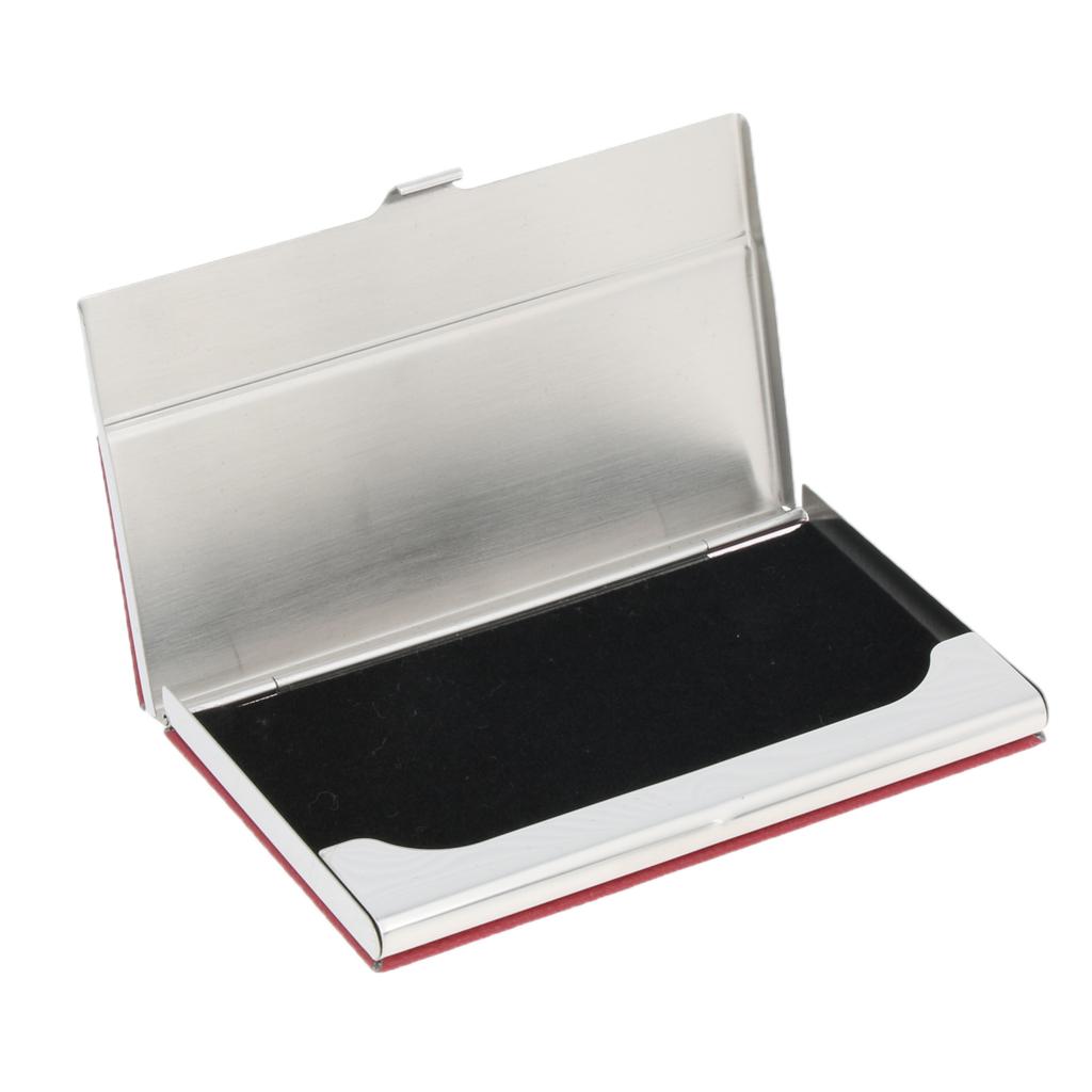 Stainless Steel ID Credit Name Business Card Holder Case Box Red