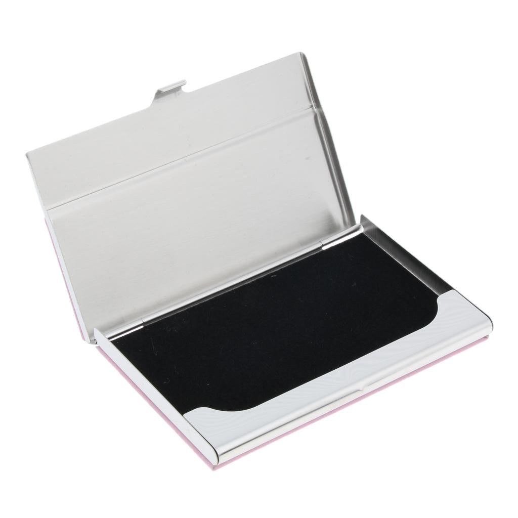 Stainless Steel ID Credit Name Business Card Holder Case Box Pink