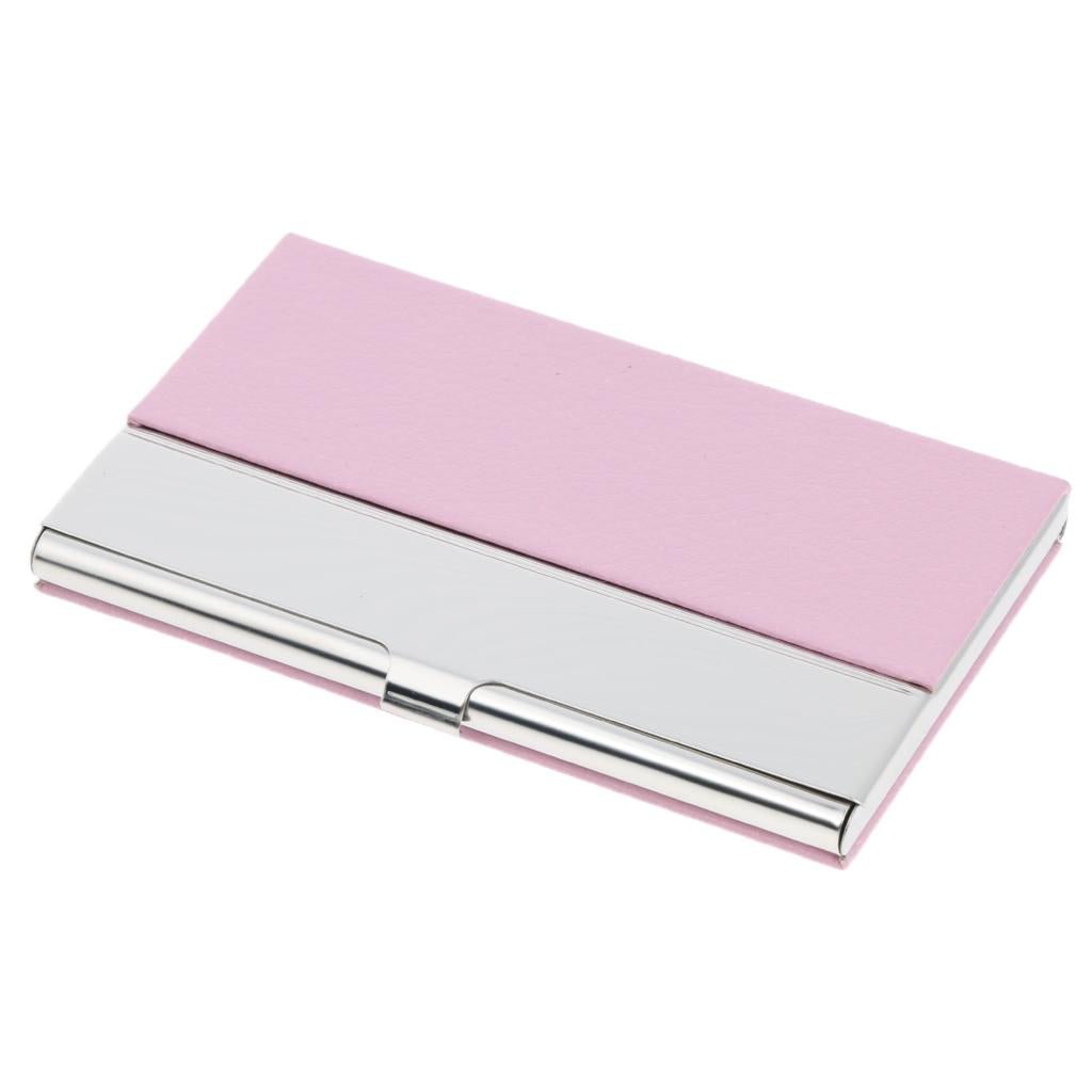 Stainless Steel ID Credit Name Business Card Holder Case Box Pink