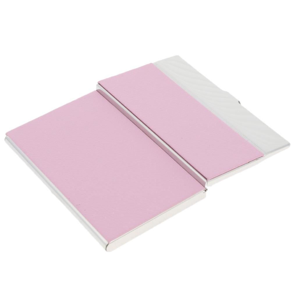 Stainless Steel ID Credit Name Business Card Holder Case Box Pink