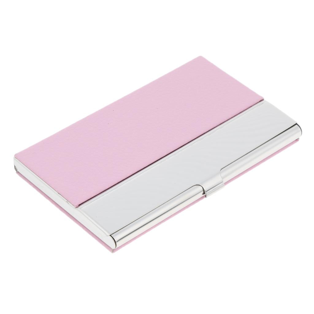 Stainless Steel ID Credit Name Business Card Holder Case Box Pink