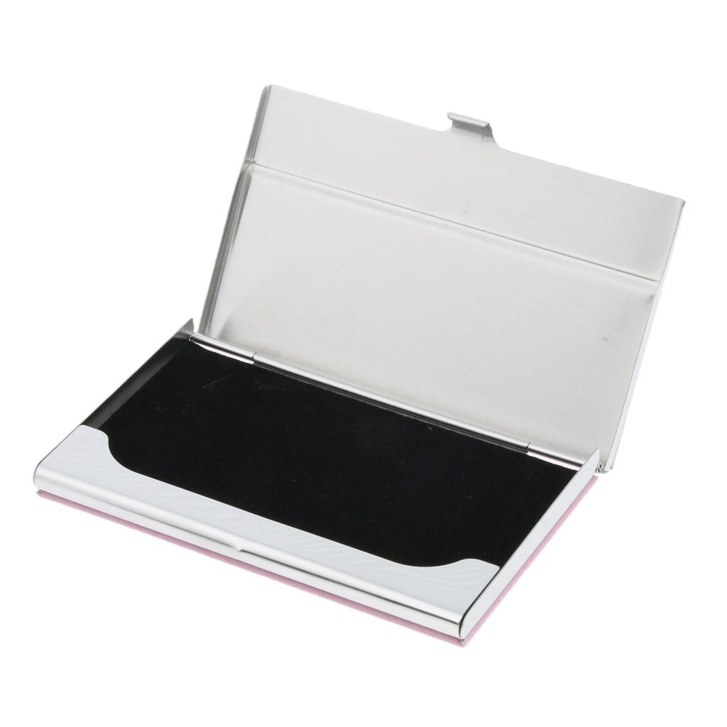 Stainless Steel ID Credit Name Business Card Holder Case Box Pink