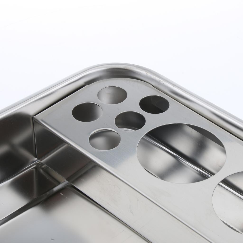 Stainless Steel Instrument Tray Lab Tool Holder 4 Holes