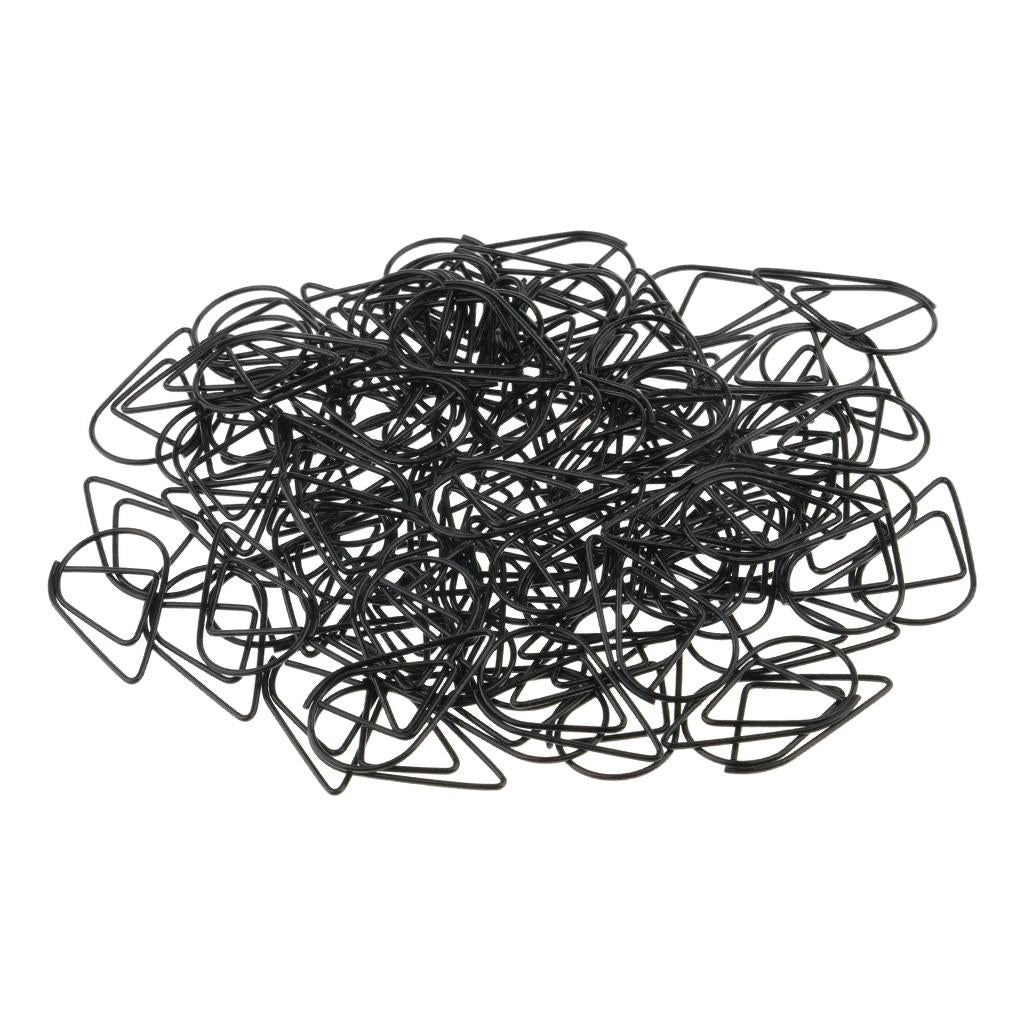 100 Pieces Drop Shape Paper Clips Metal Bookmarks Office Stationery L Black