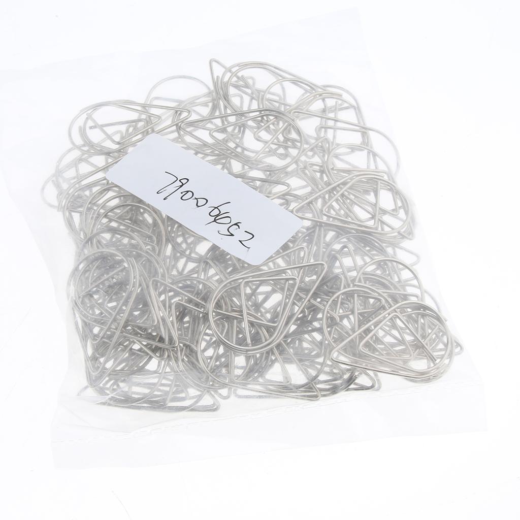 100 Pieces Drop Shape Paper Clips Metal Bookmarks Office Stationery L Silver